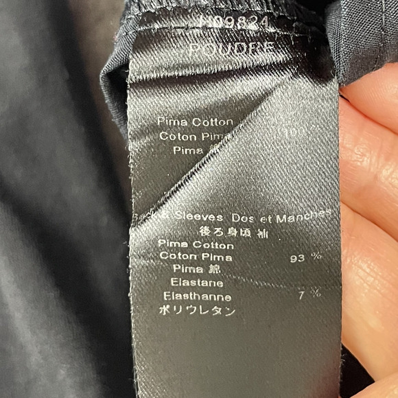 Anne Fontaine Top Womens 38 Black Blouse Pima Cotton Rhinestone Paneled Stretch - Picture 8 of 16